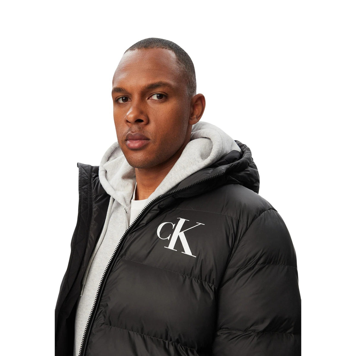 Calvin Klein Jeans – Schwarze bedruckte Kapuzenjacke mit Reißverschlusstaschen für Herren — Ansicht 4