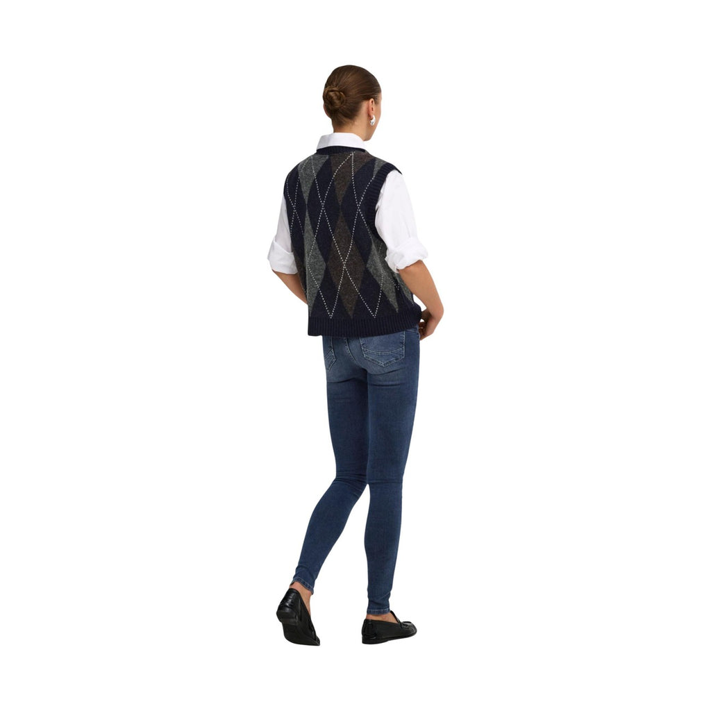 Only — Gilet en maille ONLRHOMBUS bleu femme — vue 2