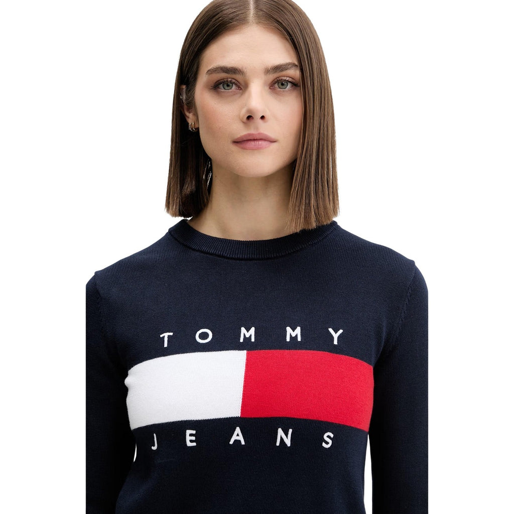 Tommy Jeans — Pull bleu à imprimé en coton bio femme — vue 4
