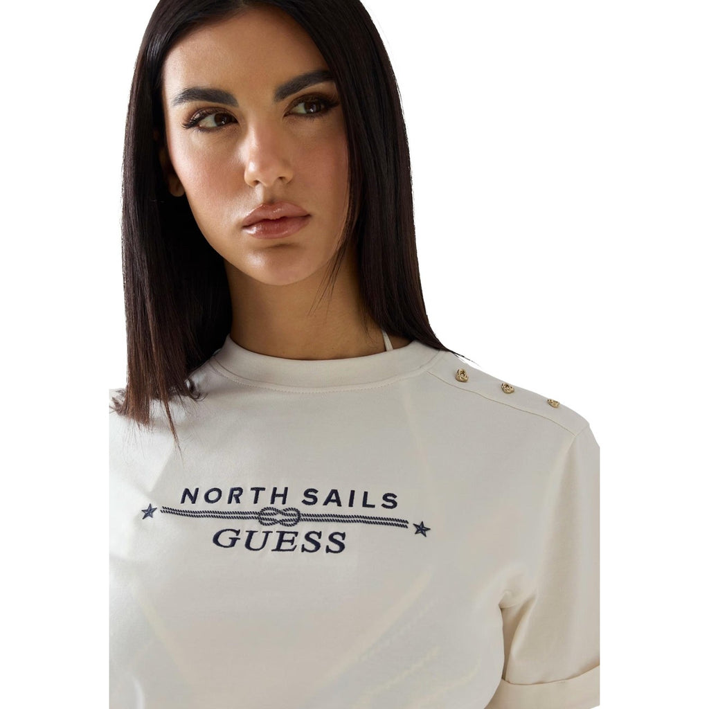 Guess — T-shirt Guessxns Logo Tee femme - coloris blanc — vue 5