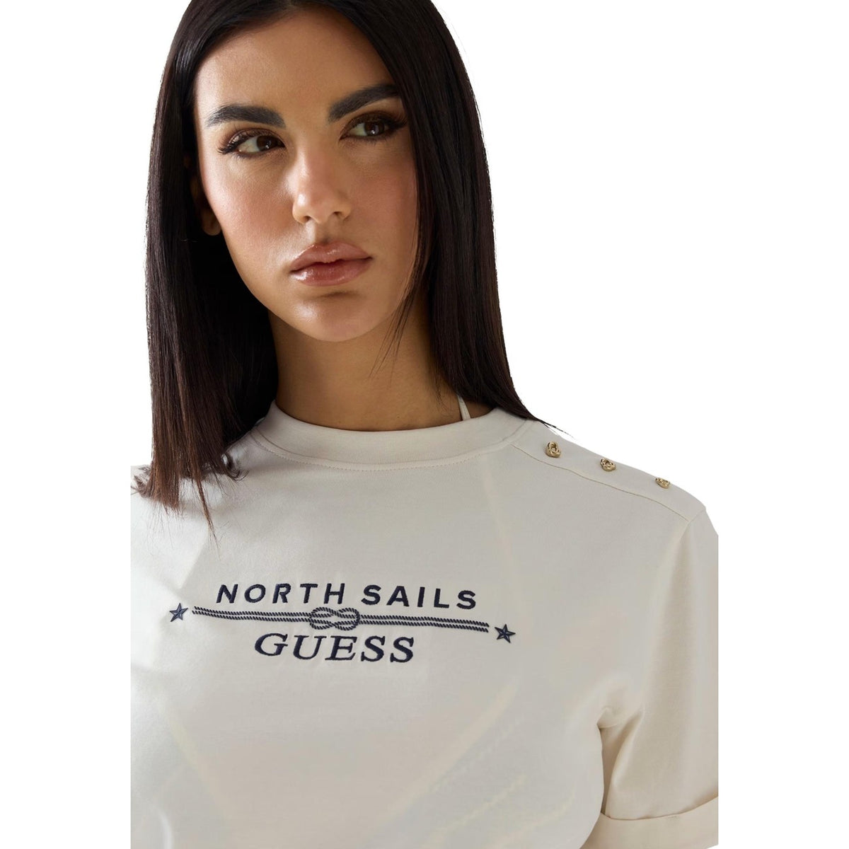 Guess — T-shirt Guessxns Logo Tee femme - coloris blanc — vue 5